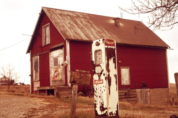 An Abandoned Gas Station near a Stripped Area Off Route 800