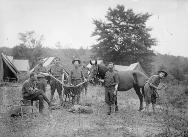 U.S. Army or National Guardsmen in camp ca. between 1909 and 1940