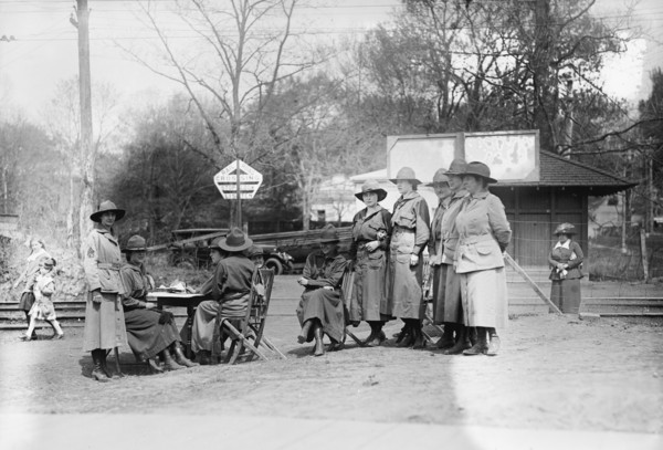 Women in a National Women's Defense League camp ca. between 1909 and 1940
