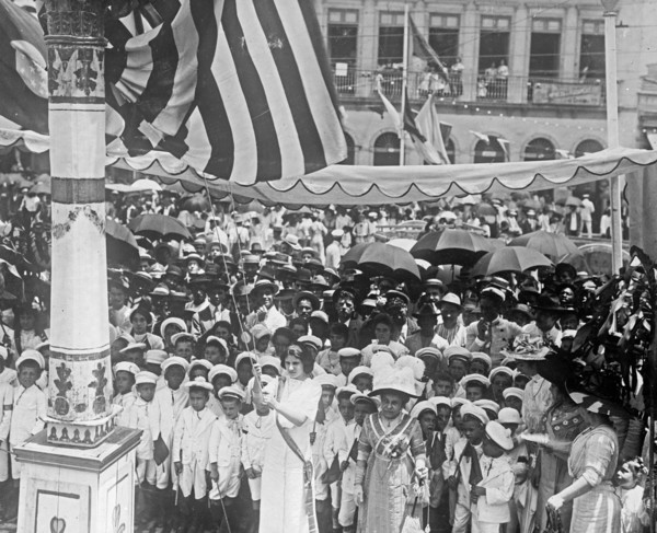 Flag day exercises in a boy's school, Rio de Janiero, Brazil ca. between 1909 and 1920