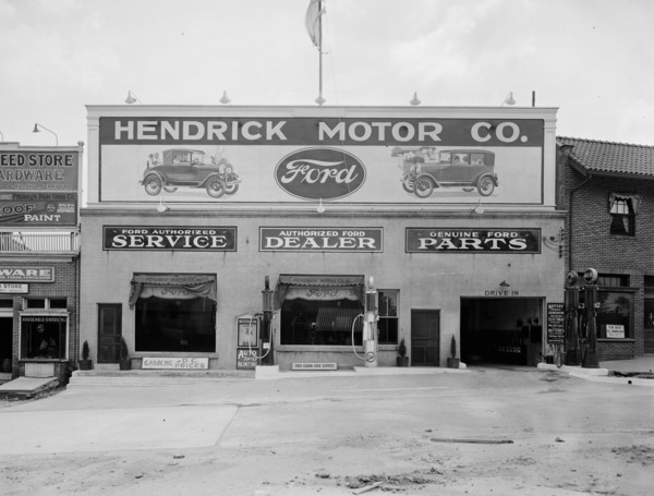 Hendricks Motor Company, Ford Dealership and gas station ca.  between 1918 and 1928