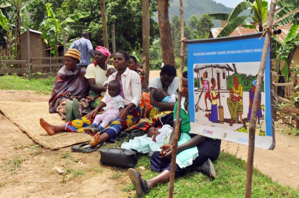 Women in the Bulambira community Uganda listen to a Family Life School community group meeting (Rubanda District) ca. 14 March 2018