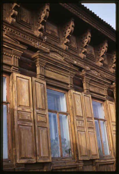Wooden house, Sedov Street #68 (around 1900), ornamental details, Irkutsk, Russia; 1999