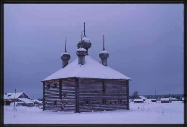 Log Church of the Transfiguration (1679, 1717), southeast view, Izhma village, Russia 1998.