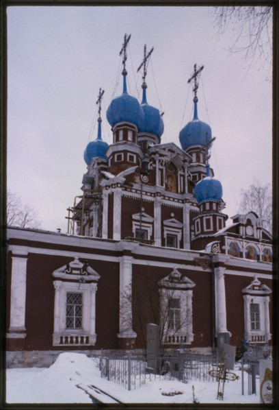 Church of the Kazan Icon of the Virgin (1694), south facade, Ustiuzhna, Russia; 1998