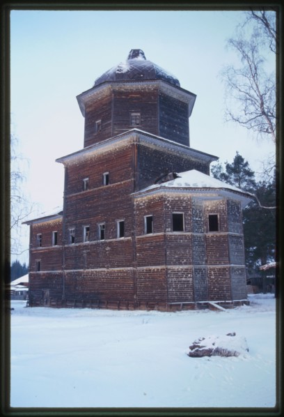 Log Church of the Resurrection (18th century), southeast view, Kozlovskoe, Russia 1999.