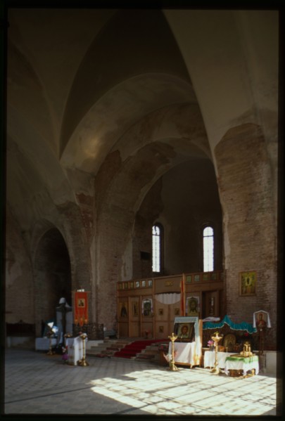Church of the Miraculous Icon of the Savior (1912), interior, east view, Kukoboi, Russia; 2001