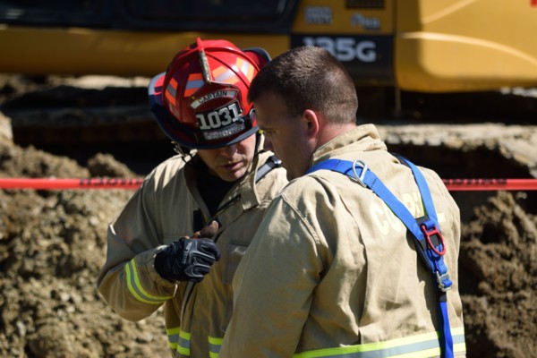Rescuers Help Trapped Construction Worker, Irving, TX USA