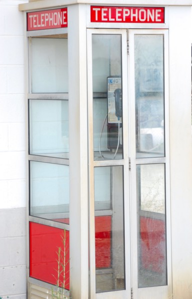 Old fashioned red telephone booth