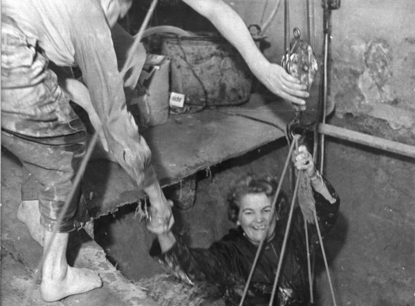 Escapee hauled into West Berlin from a tunnel under the Berlin Wall, 1964