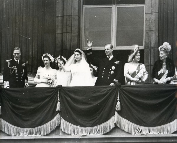 Royal Party waving to the crowds from the balcony of Buckingham Palace