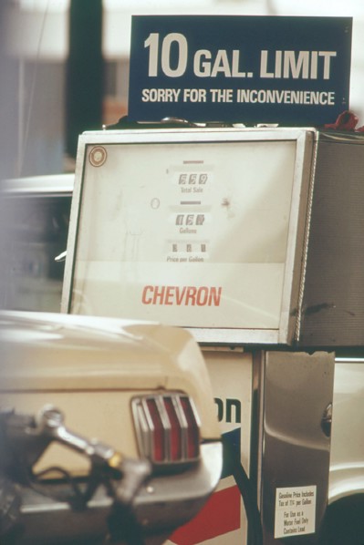 Chevron gas station during Gasoline Shortage 06/1973 in Portland