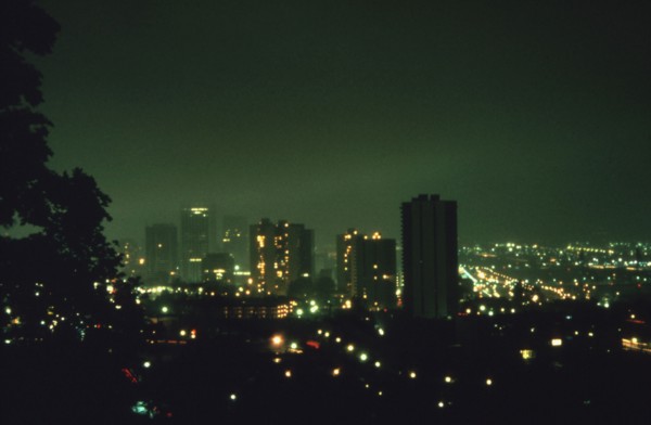 Downtown Portland Oregon Skyline (unlit) in 1973 (1970s Portland Skyline)