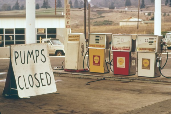 Gas pumps closed at a Shell Service station in Portland