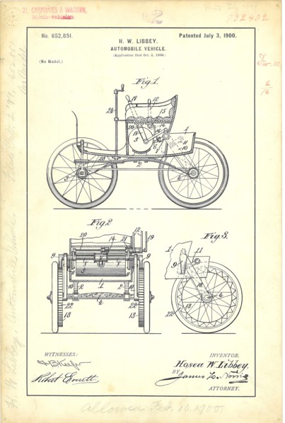 Patent Drawing for H. W. Libbey's Automobile Vehicle