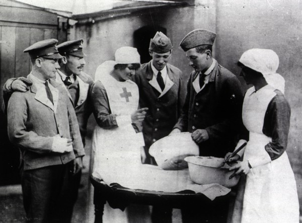 Patients helping nurses in the kitchen s