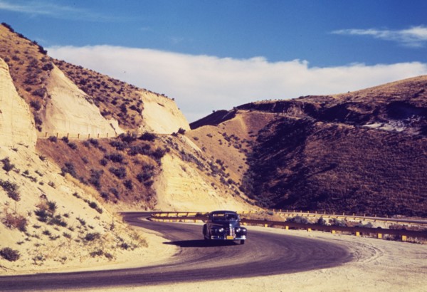 Road cut into the barren hills which lead into Emmett