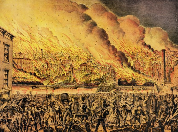 The Great fire at Chicago Oct. 9th 1871. View from the west side ca. 1871 printed