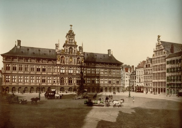 Grande Place with town hall, Antwerp, Belgium ca. 1890-1900