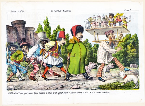 1800s Italian Political Cartoon by Agusto Grossi - Le figurine mondiali ca. 1877