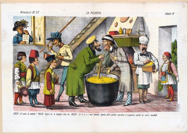 1800s Italian Political Cartoon by Agusto Grossi - La polenta
