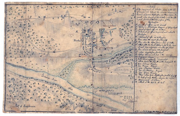 Vintage Maps / Antique Maps - Sketch of the engagement at Trenton, given on the 26th of December 1776 betwixt the American troops under command of General Washington, and three Hessian regiments under...