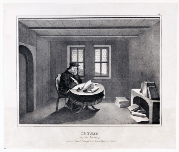 Luther auf der Wartburg nach dem original Wachsabguss in der Marien bibliotheck zu Erfurth ca. 1830