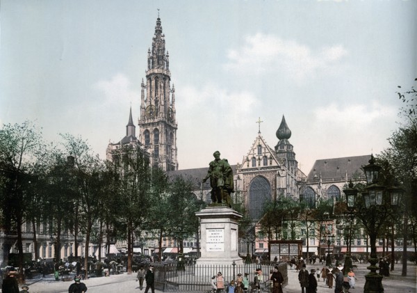 Place Verte and cathedral, Antwerp, Belgium ca. 1890-1900