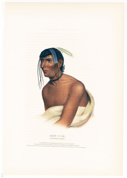 Antique Native American Print - Jack-O-Pa, a Chippewa chief ca. 1843