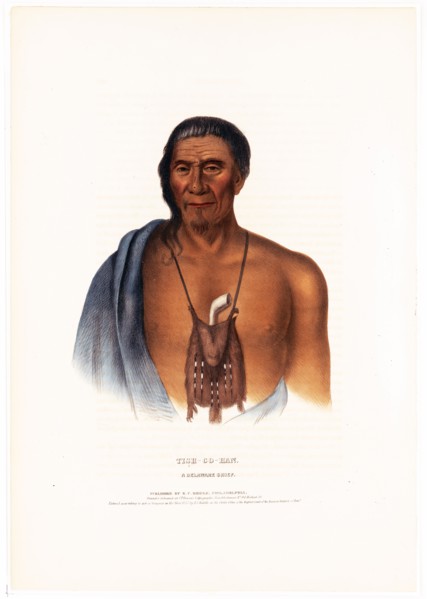 Antique Native American Print - Tish-Co-Han. A Delaware chief ca. 1837