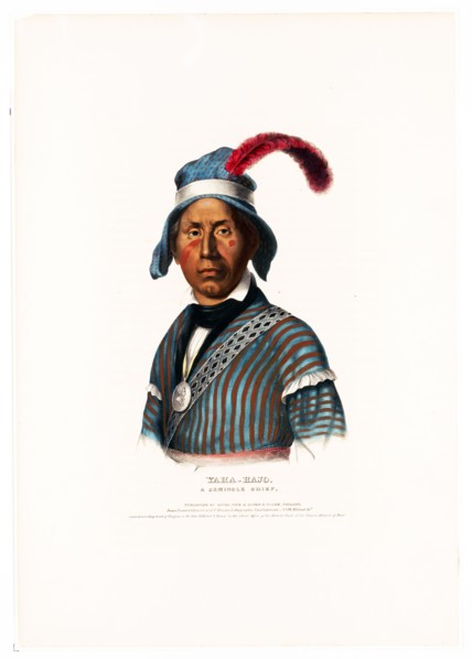 Antique Native American Print - Yaha-Hajo. A Seminole chief ca. 1842