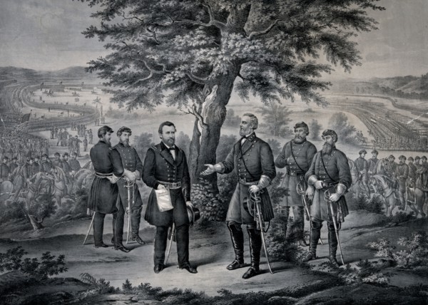 The surrender of General Lee and his entire Army to Lieut. General Grant April 9th 1865