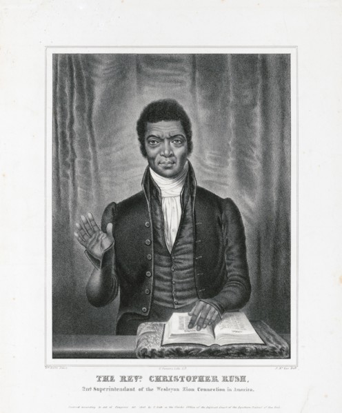 The Reverend Christopher Rush, 2nd. superintendant of the Wesleyan Zion Connection in America ca. 1840