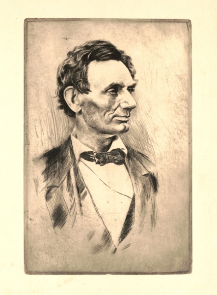 Abraham Lincoln, bust portrait, without beard, facing right ca. 1900-1920
