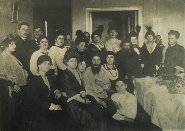 Rasputin surrounded by his admirers in St. Petersburg