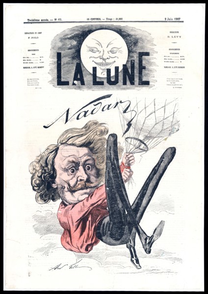 French caricature of photographer and balloonist Nadar - ca 1867