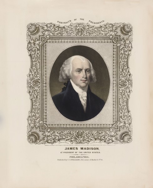 President James Madison - 4th President of the United States ca. 1846