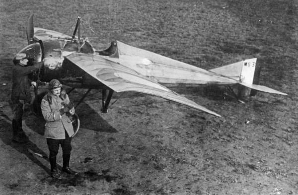 Jules Charles Toussaint Védrines, an early French aviator and his war plane ca. 1910-1915