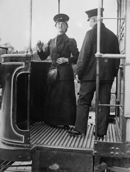 Woman streetcar conductor in Berlin Germany ca. 1910-1915