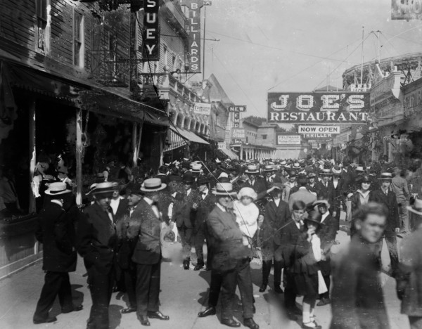 Visitors enjoying a day at Coney Island ca. 1915