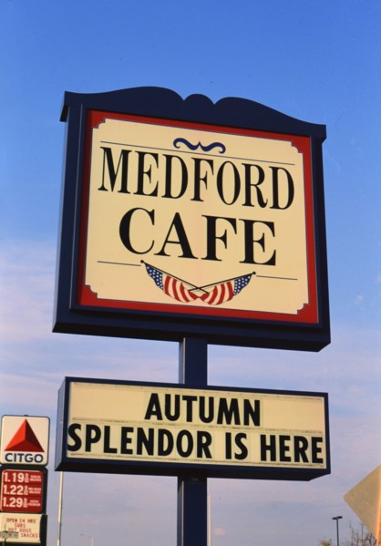 Signage: Medford Cafe sign in Medford Wisconsin ca. 1994
