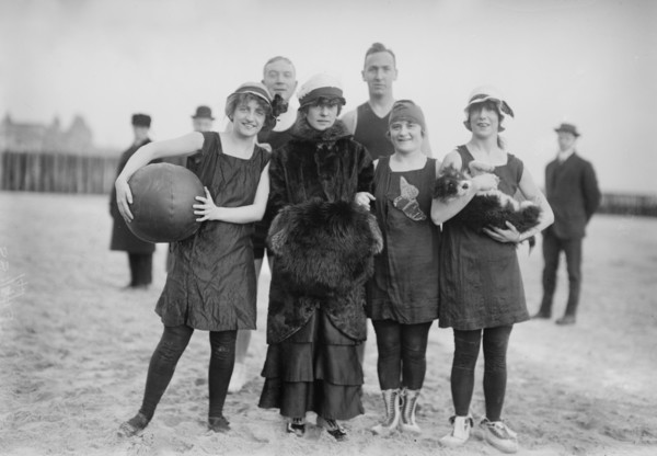 Family portrait on the beach at Coney Island ca. January 1915