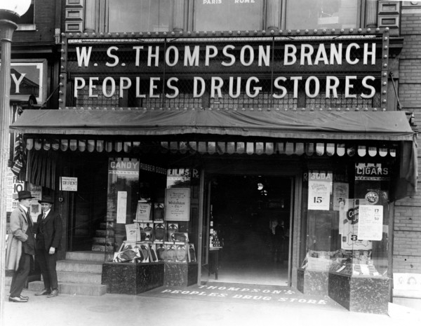 Display windows of People's Drug Store, W.S. Thompson Branch, 15th and New York Ave., Washington, D.C. ca. 1909-1932