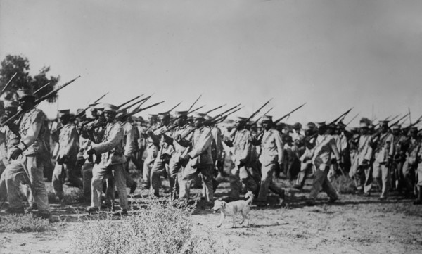 Soldiers marching during the Mexican Revolution ca. 1910-1915
