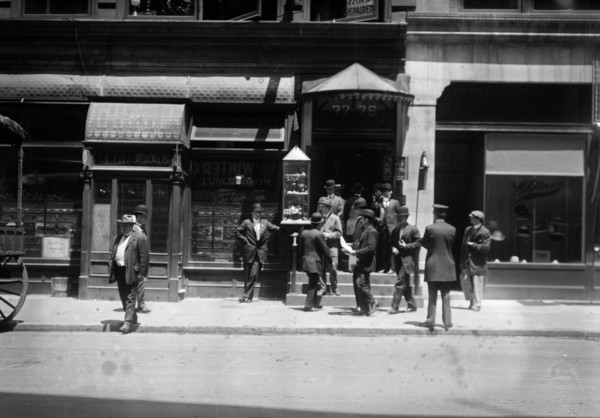 Striking waiters at their union headquarters ca. May 1912