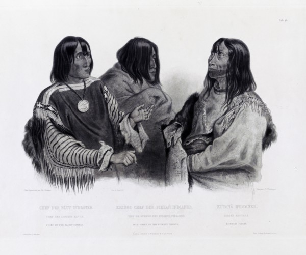 Chef der Blut Indianer. Kriegs Chef der Piekan Indianer. Kutana Indianer Chef des Indiens Sangs. Chef de guerre des Indiens Piékanns. Indien Koutané = Chief of the Blood-Indians. War-chief of the Piek...