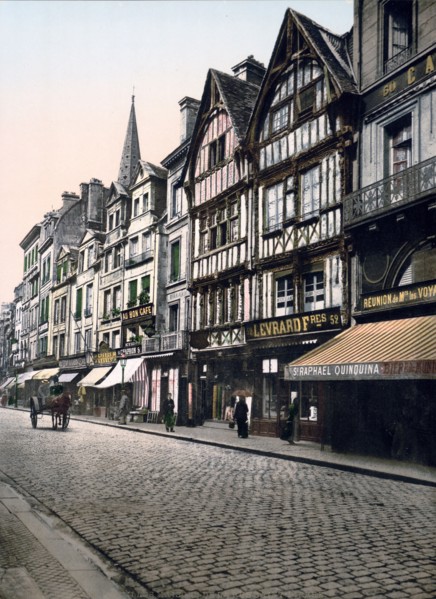 Old houses in rue St. Pierre, Caen, France ca. 1890-1900