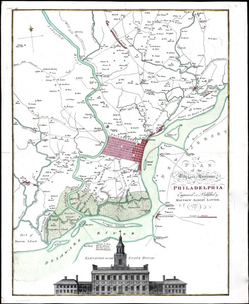 Vintage Maps / Antique Maps - A map of the city and environs of Philadelphia ca. 1777