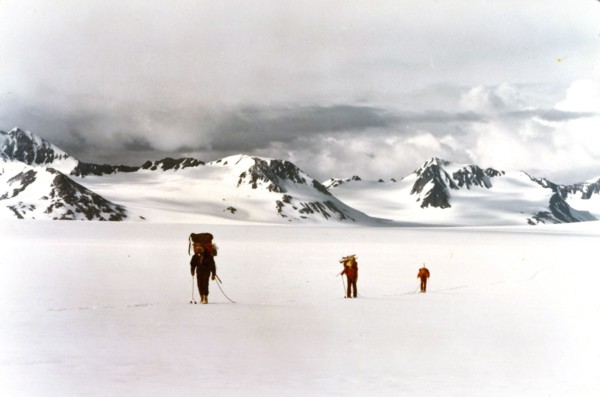 June 1974 - Looking North at peaks between Lowell Glacier and Harding Icefield, Alaska