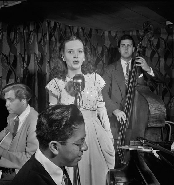 Portrait of Deryk Sampson, Lynn Carver, Justin Arndt, and Clair Dorward, Famous Door, New York, N.Y., ca. Sept. 1947